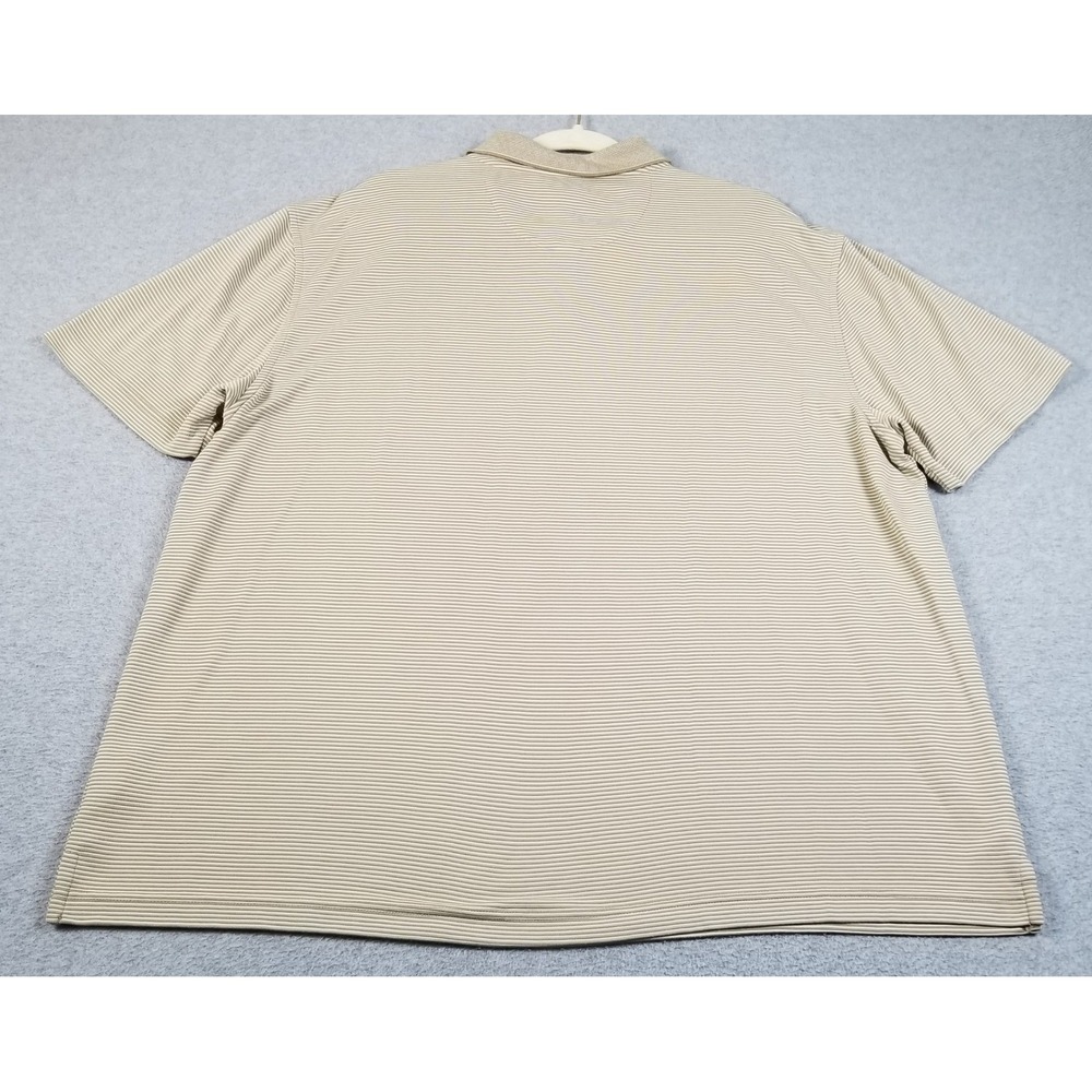 Van Heusen Polo Shirt Mens XXL 2XL Beige White Striped Short Sleeve Stretch Rib - Picture 4 of 12